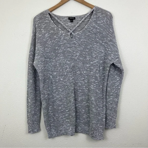 TORRID Strappy Marled Pullover Sweater Womens Plus Size 1X - Picture 2 of 5